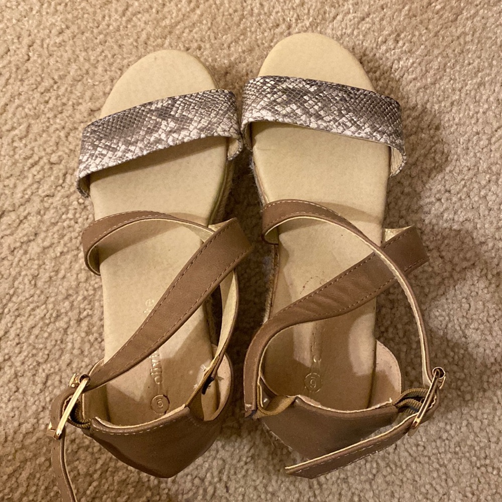Animal Print and Brown Wedge. Size 6